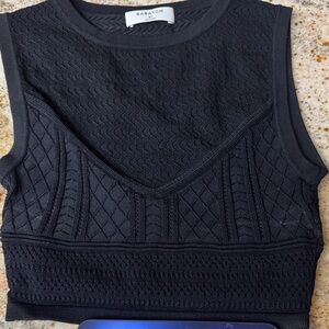 Babaton Black Textured Crop Top